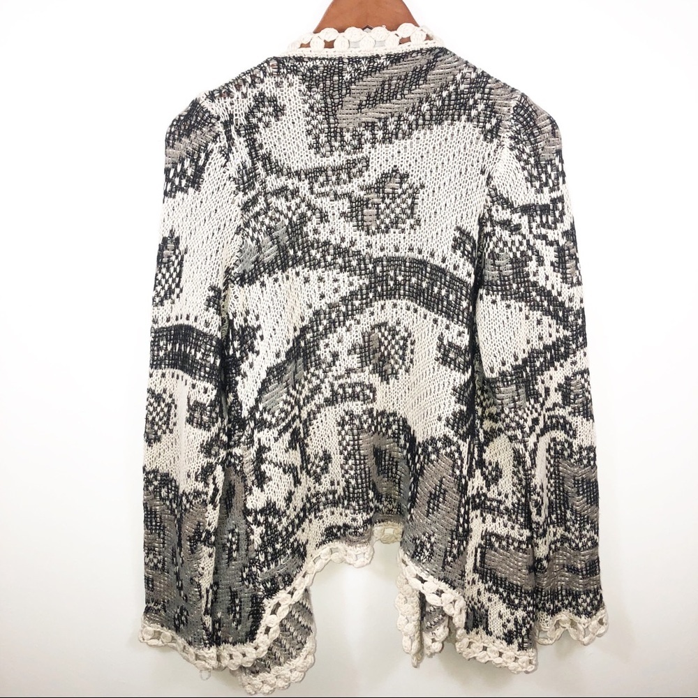 En Creme Open Knit Boho Crochet Cardigan Sweater Small Cottagecore Coquette - Picture 3 of 5
